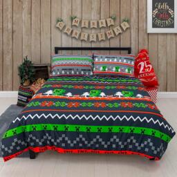 Minecraft Greetings Double Duvet Cover Reversible Christmas Bedding