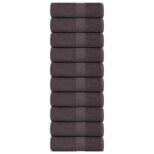Guest Towels 10 Pcs Anthracite 30x50 Cm 360 Gsm 100% Cotton Vidaxl