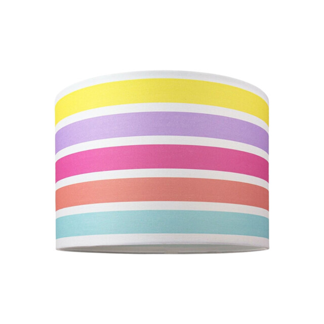 Modern And Cute Multi Coloured Rainbow Stripe Cotton Fabric Lamp Shade