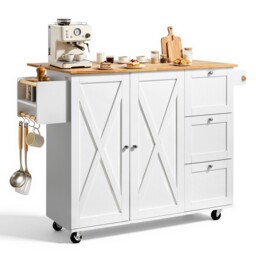 "Vevor 45.3"" Kitchen Island Cart Rolling Storage Cabinet Cart With"