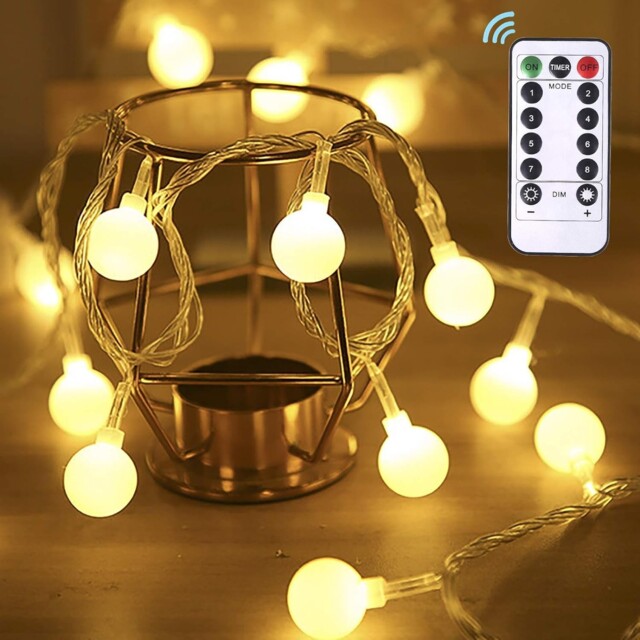 Dailyart Globe String Lights Battery Powered 50 50led,remote Control,