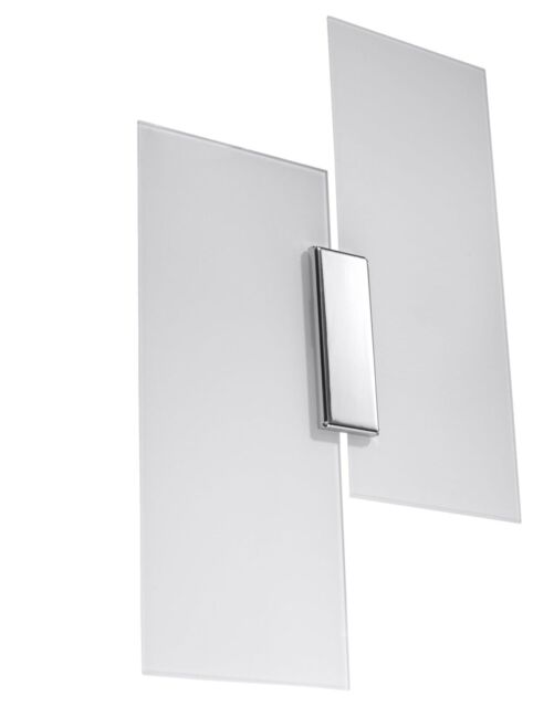 Wall Lamp Fabiano Steel Glass White Chrome E27 Led Sollux Lighting Any