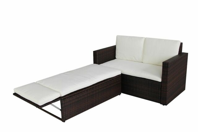 Evre Brown Lovebed 2 Seat Rattan Garden Furniture Patio Outdoor Sofa