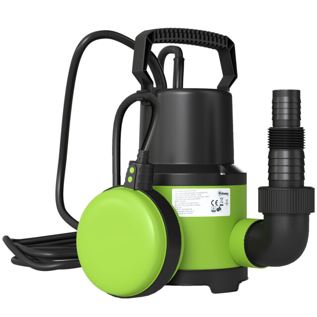 Submersible Water Pump 400w Green Plastic 9000l/h 5m Lift 16x14x27cm