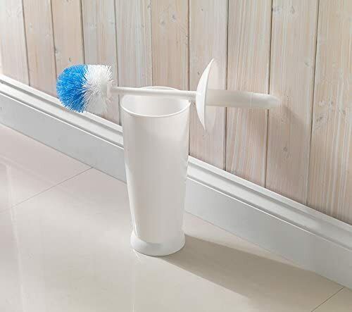 Addis White Toilet Loo Brush Holder Nylon Bristles Closed Lavatory Set