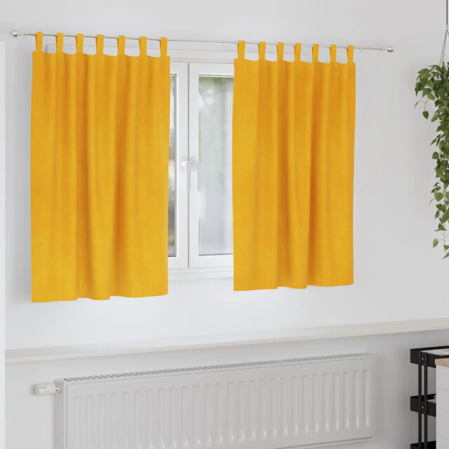 Curtains With Curtains 2 Pcs Mustard Yellow 140 X 140 Cm Velvet Vidaxl
