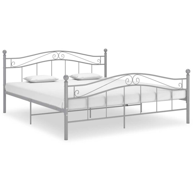 Bed Frame Powder-coated Metal Grey Super King 180x200cm With Slats