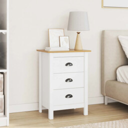 Bedside Cabinet Hill White And Honey Brown 46 X 35 X 65 Cm Vidaxl