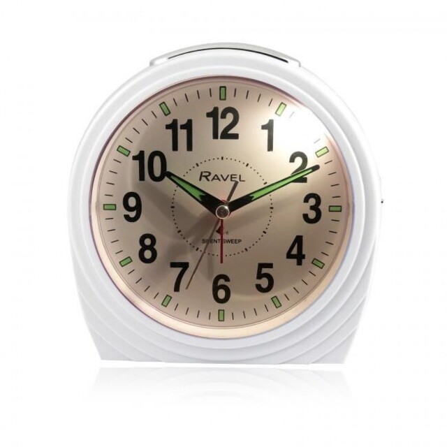 Quartz Alarm Clock Large Art Decoration Bedside / Mantel - Gloss White
