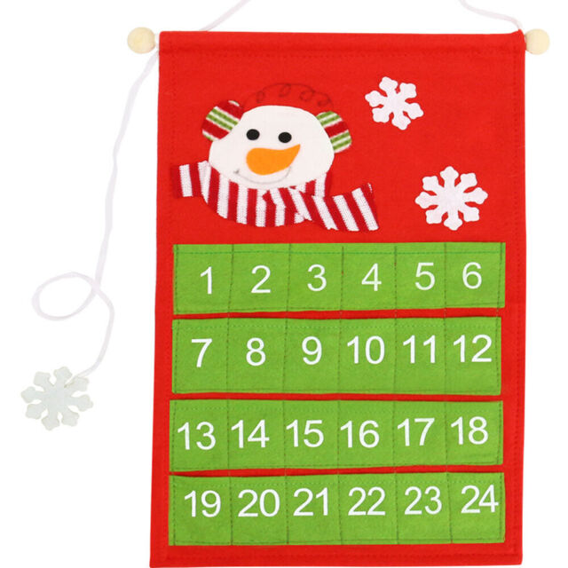 Tts Christmas Santa Advent Calendar Countdown Gift Fabric Pockets Wall