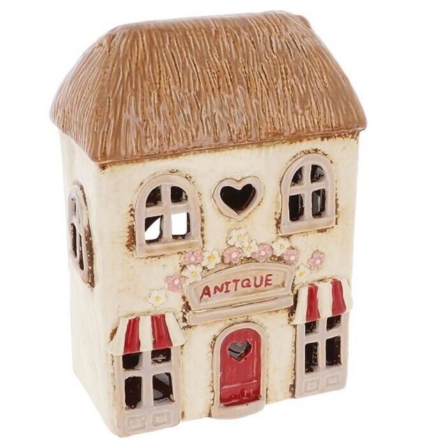 Village Pottery Ceramic Antique Shop Thatched Roof Tealight Holder