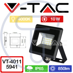 V-tac Vt-4011 5941 E-series 10w Smd Led Floodlight Black 4000k Ip65