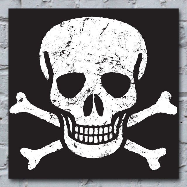 Skull Canvas Black & White Art Print Poster Gothic Pirate Halloween