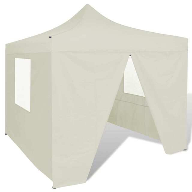 Foldable Tent 3x3 M With 4 Walls Cream Vidaxl