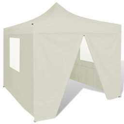 Foldable Tent 3x3 M With 4 Walls Cream Vidaxl