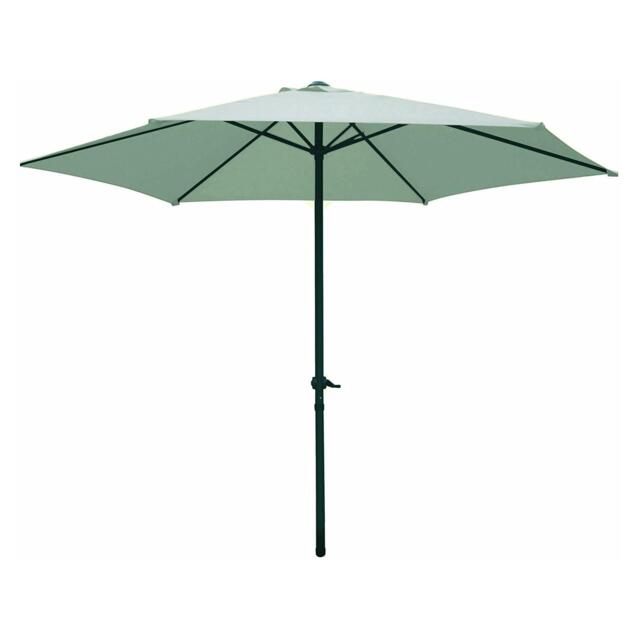 Garden Beach Umbrella Parasol 2.7m Cream Wind Up - Patio Bbq