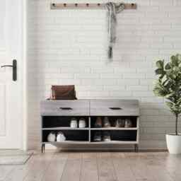 Shoe Bench Grey Sonoma 102x35x55 Cm Engineered Wood Vidaxl