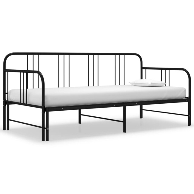 Sofa Bed Pull-out Metal Frame Black Powder-coated 206x185x88cm