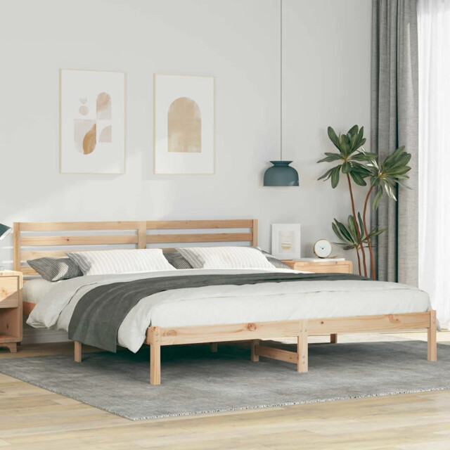 Bed Frame With Headboard Brown 180 X 200 Cm Solid Pine Wood Vidaxl