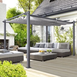 Oseasons Acorn 4m Aluminium Rectangular Pergola Gazebo Grey
