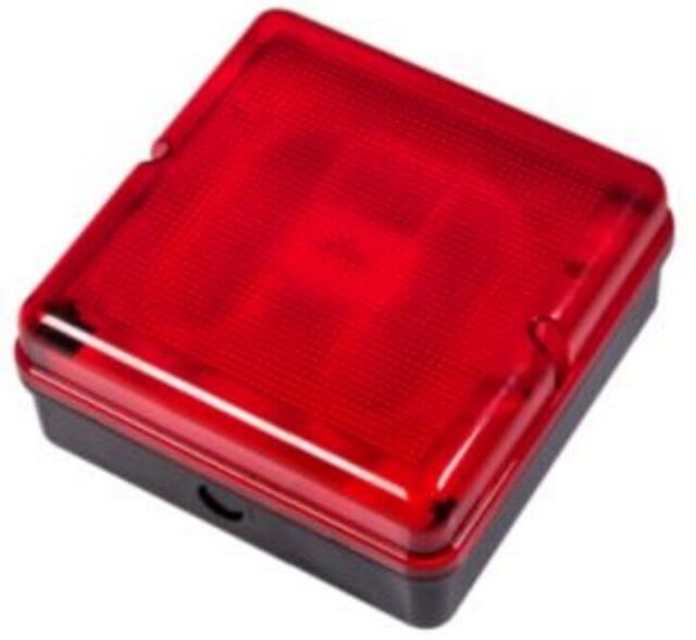 2x Brackenheath Briticent 16w 110v Square Bulkhead Wit Cfl Lamp & Red