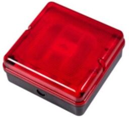 2x Brackenheath Briticent 16w 110v Square Bulkhead Wit Cfl Lamp & Red