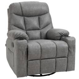 Homcom Manual Recliner Chair With Footrest, Cup Holder, Swivel Base,