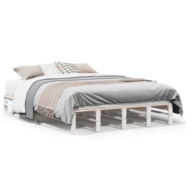 Bed Frame White 140x190 Cm Solid Wood Pine Vidaxl