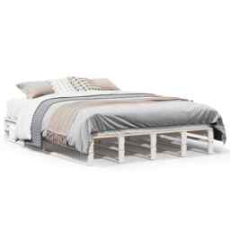 Bed Frame White 140x190 Cm Solid Wood Pine Vidaxl