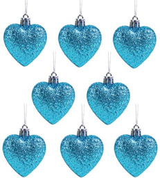 Christmas Concepts® Pack Of 8-60mm Glitter Heart Baubles (turquoise)