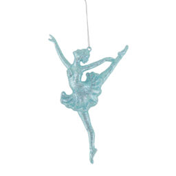Ballerina Christmas Tree Decoration - Hanging - Glitter - 16cm - Ice