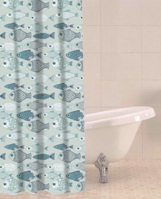 Sabichi Baby Fish Peva Shower Curtain With Hooks 180cm X 180cm