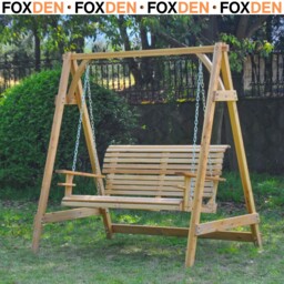 2 Seater Garden Swing Seat, Wooden Swing Chair Bench With Cup Holders