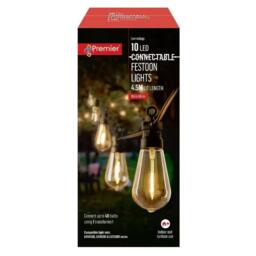 Festoon Christmas Fairy Light Modern Lightbulb 10 Connectable Warm