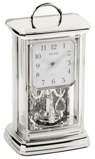 Rhythm Unisex Arab Dial Oblong Mantel Clock - Silver