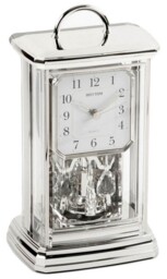 Rhythm Unisex Arab Dial Oblong Mantel Clock - Silver
