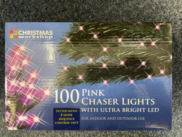 100 Led Fairy Lights Pink 8 Settings Xmas Decoration Quality Branded