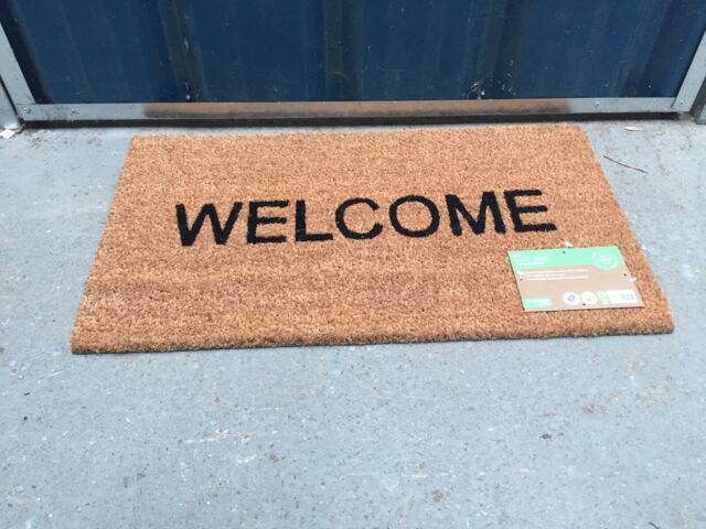 Welcome Coir Door Mat With Latex Back - 33.5cm X 60cm Welcome Front