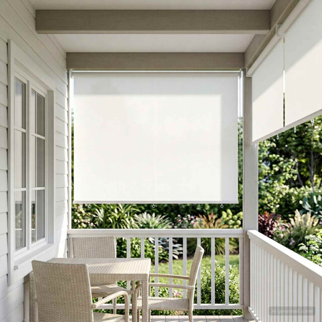 Roller Blind White 160x140cm Polyester Uv-resistant Privacy Thermal