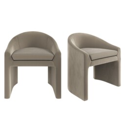 Set Of 2 Upholstered Mink Velvet Curved Tub Dining Chairs - Kel