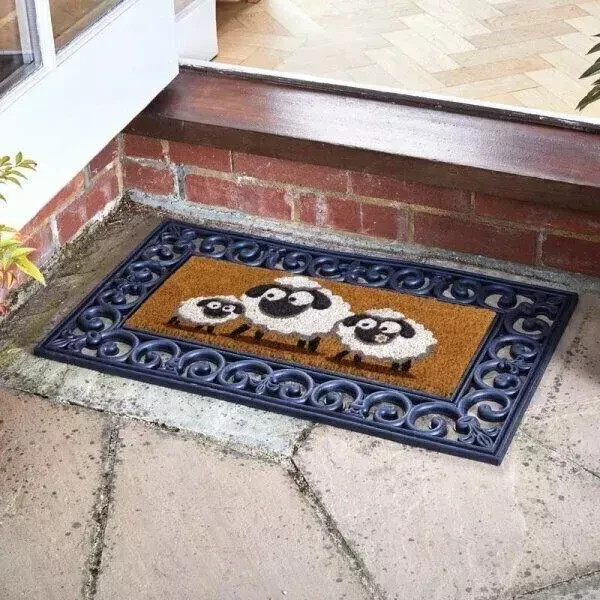 Non Slip Door Mat Insert Heavy Duty Sheep Natural Coir Front Entrance