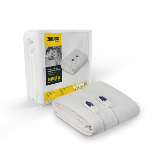 Zanussi Electric Heated Blanket Double With 9 Heat Settings And Timer,