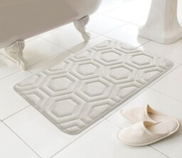 Bath Mat Non Slip Memory Foam Geo Design Moist Absorbent Shower Mat