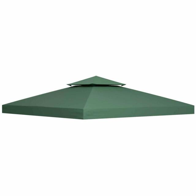 3(m) 2 Tier Garden Gazebo Top Cover Replacement Canopy Roof Dark Green