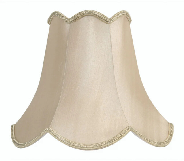 "Lampshade Beige 10"" Scallopped Sand Faux Silk 250mm Oaks Lighting"