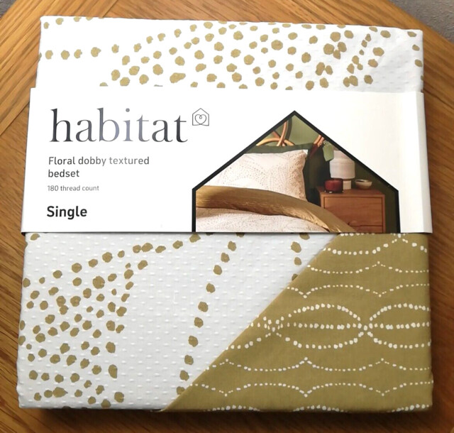 Duvet Cover Single Habitat Pillow Case Bedset Floral Dobby Textured 2