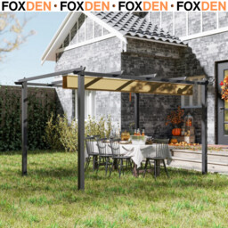 3 X 4m Aluminium Pergola Garden Gazebo With Retractable Roof Outdoor