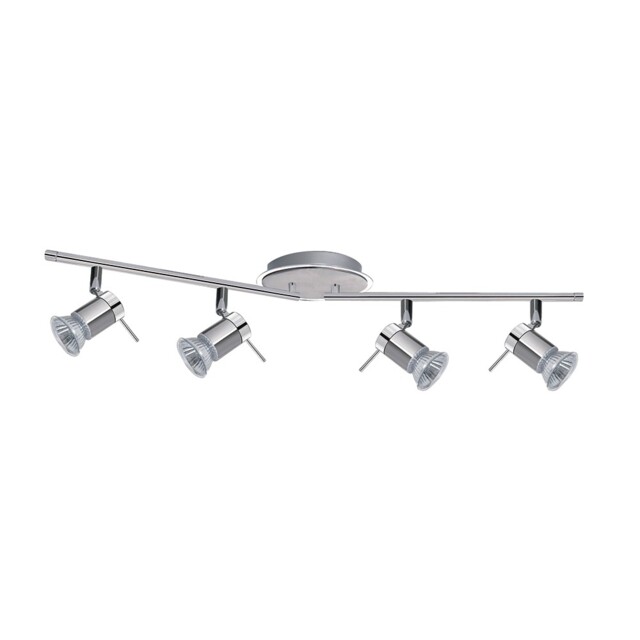 4 Lights Ip44 Chrome And Satin Silver Finish Bathroom Ceiling Fitting