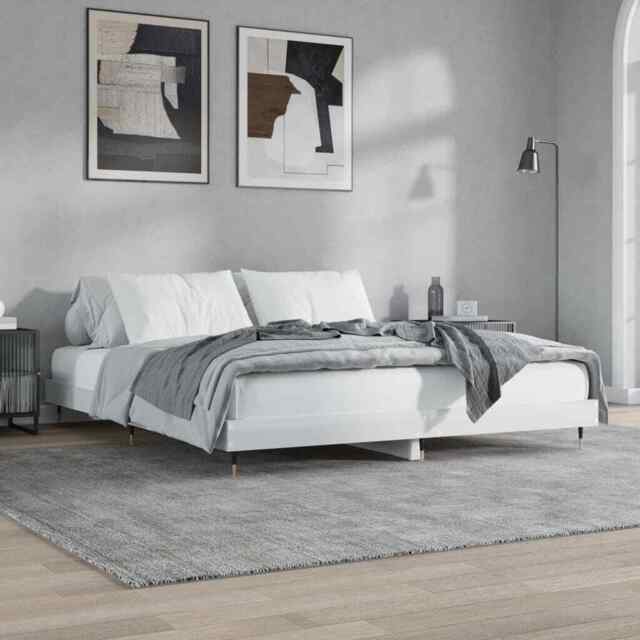 Bed Frame High Gloss White 200x200 Cm Engineered Wood Vidaxl