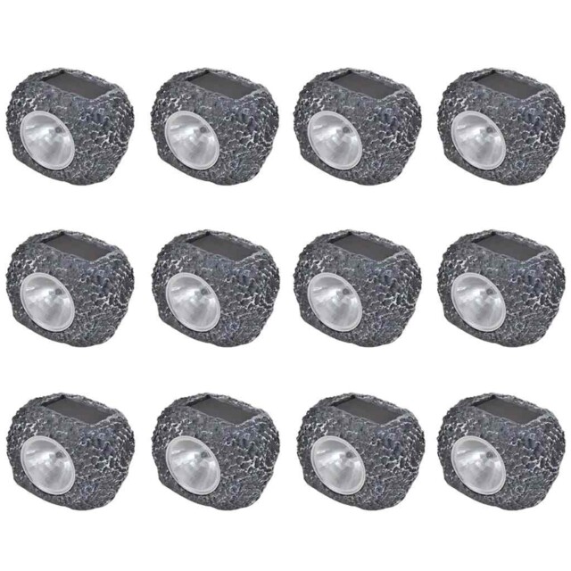 12x Outdoor Solar Powered Led Spotlight Stone Shape Garden Lamp Light